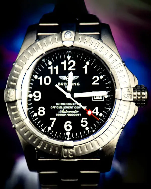 No Reserve - Breitling Avenger Seawolf 44MM Black Dial Titanium Bracelet (E1737018/B640)