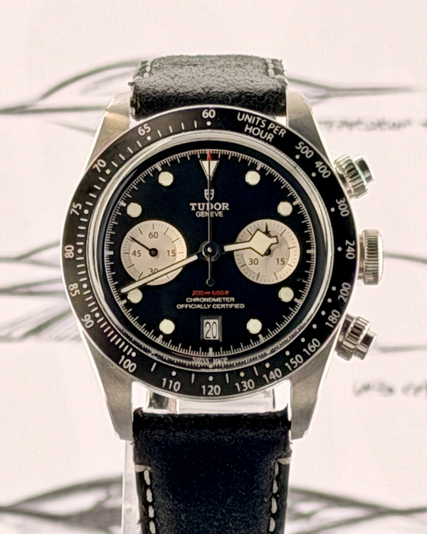 2024 Tudor Black Bay Chronograph 41MM Black Dial Leather Strap (79360N)