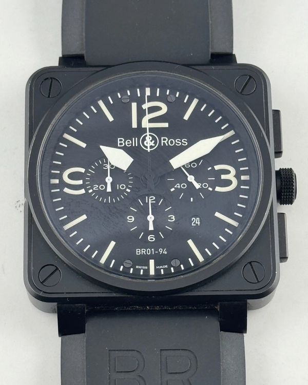 Bell & Ross BR 01 94 Chronograph 46MM Black Dial Rubber Strap (BR01-94-S)