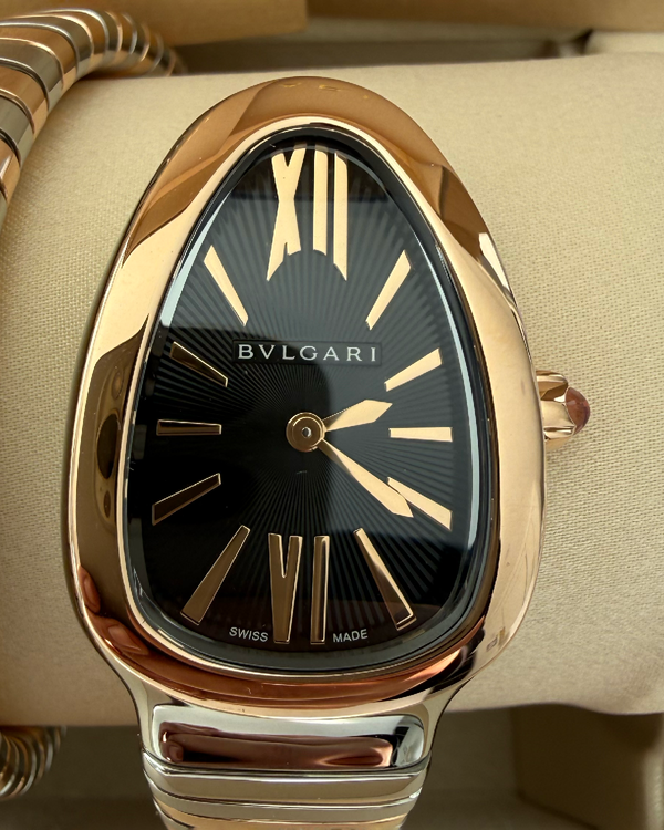 No Reserve - 2026 Bvlgari Serpenti Tubogas 35MM Quartz Black Dial Two-Tone Bracelet (102123)