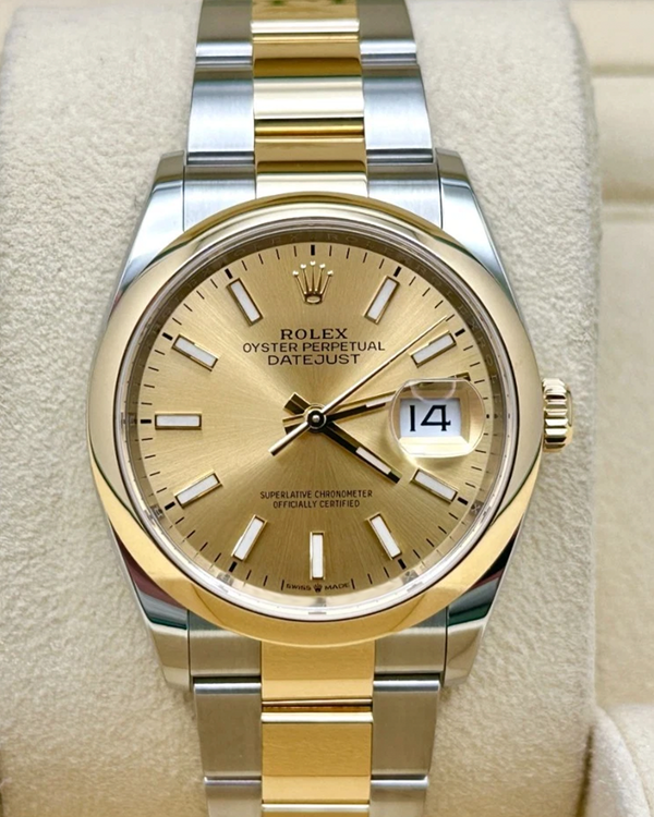 Rolex Datejust 36mm Champagne Dial Yellow Gold/Steel Jubilee Bracelet (126203)