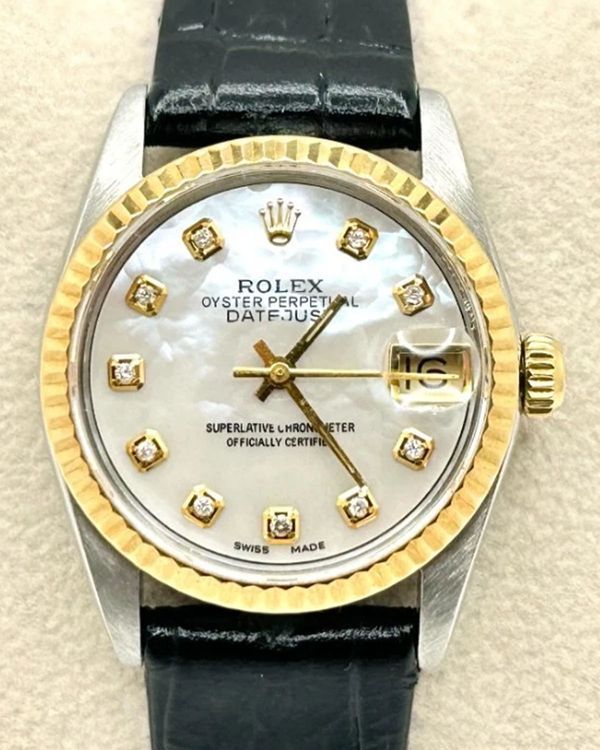 Rolex Datejust 31MM Mother Of Pearl Dial Aftermarket Leather Strap (68273)
