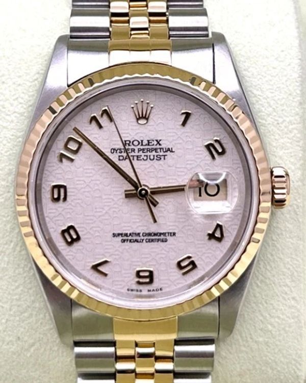 2001 Rolex Datejust 36mm Ivory Jubilee Arabic Dial Yellow Gold/Steel Jubilee Bracelet (16233)