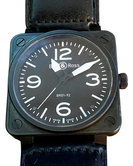 Bell & Ross BR 01 46MM Black Dial Leather Strap (BR01-92-S)