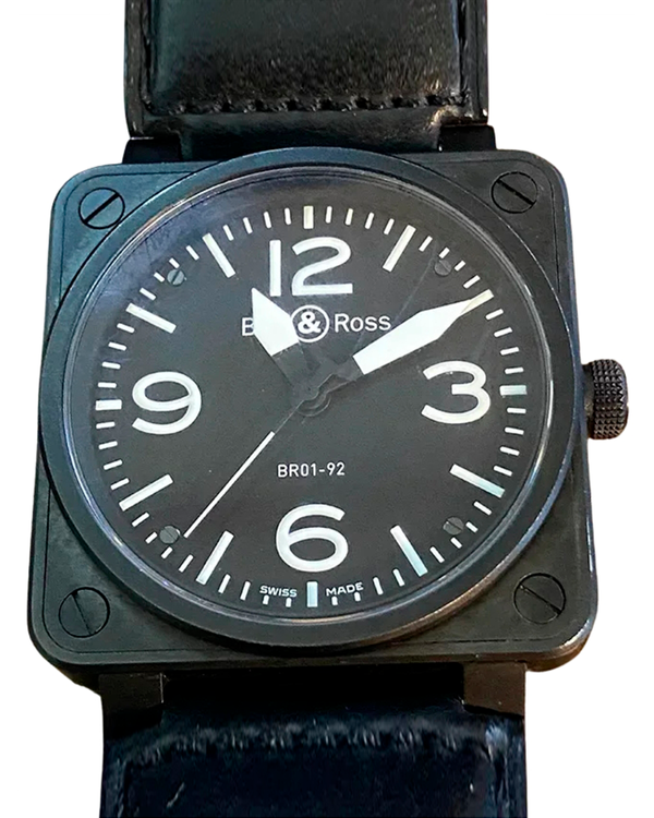 Bell & Ross BR 01 46MM Black Dial Leather Strap (BR01-92-S)