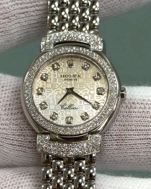 2009 Rolex Cellissima Cellini 26MM Quartz Silver "Jubilee" Dial White Gold Bracelet (6673/9)