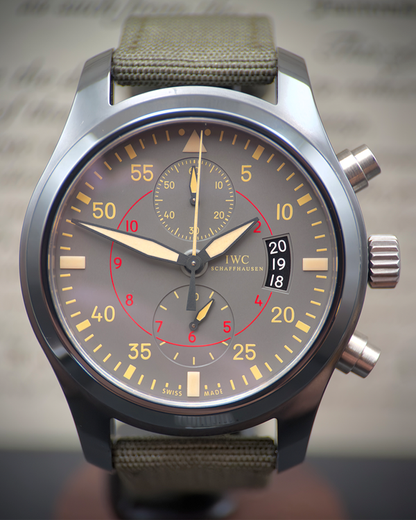 2018 IWC Schaffhausen Pilot Chronograph "Miramar" 46MM Grey Dial Textile Strap (IW388002)