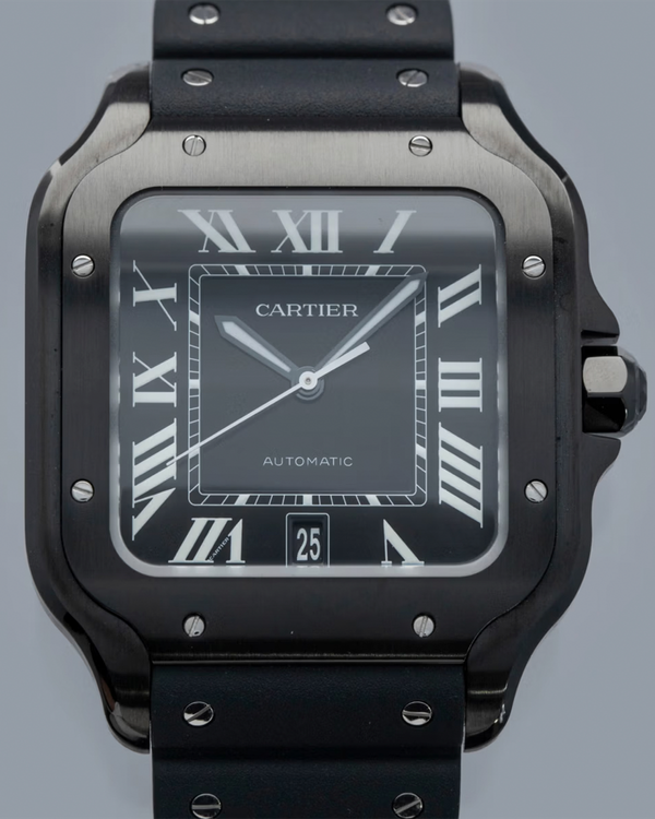 2022 Cartier Santos De Cartier 39.8MM Black Dial Rubber Strap (WSSA0039)