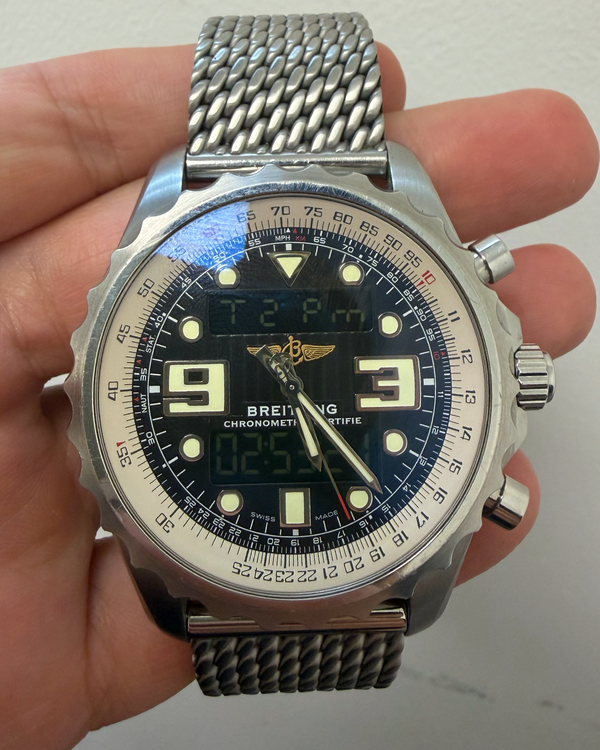 2016 Breitling Chronospace 48MM Quartz Black Dial Steel Bracelet (A78365)