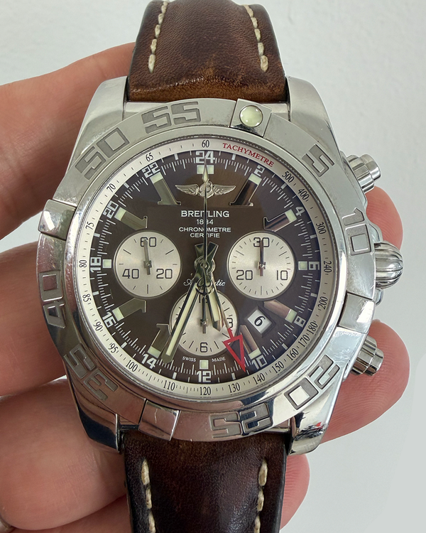 2016 Breitling Chronomat GMT 47MM Brown "Metallica" Dial Leather Strap (AB0410)
