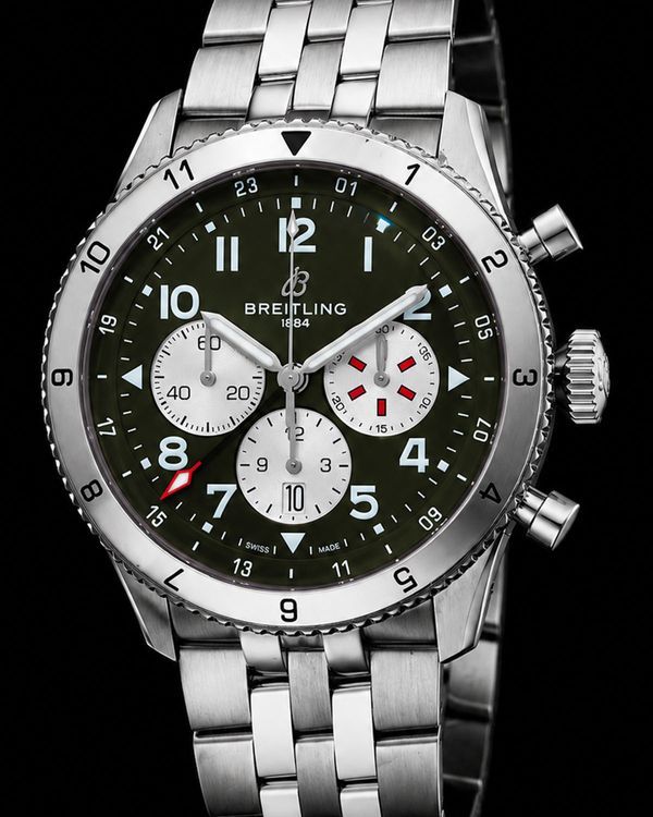 2025 Breitling Classic Avi Chronograph "Curtiss Warhawk" 42MM Green Dial Steel Bracelet (A233802A1L1A1)