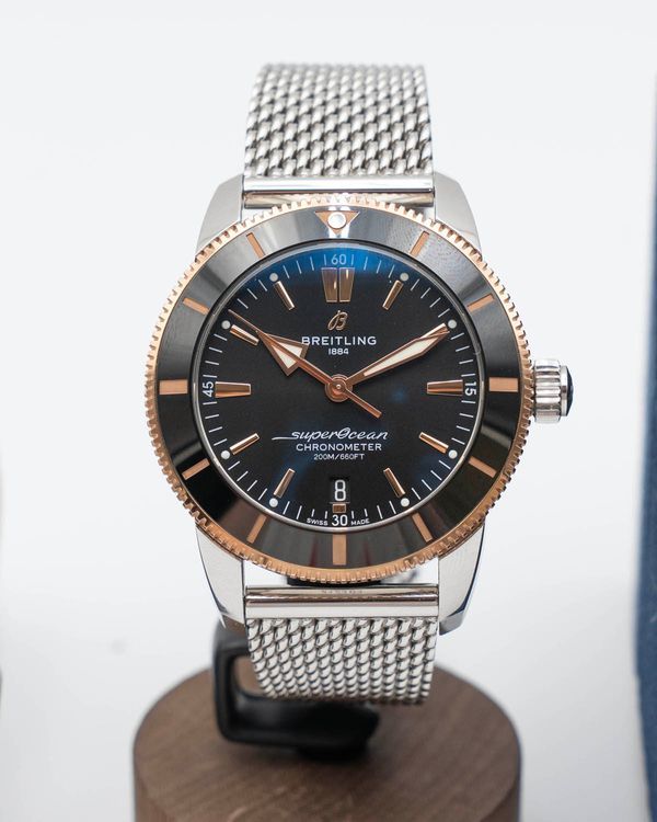 Breitling Superocean Heritage II B20 44mm Black Dial Steel/Red Gold Milanese Bracelet (UB2030121B1A1)