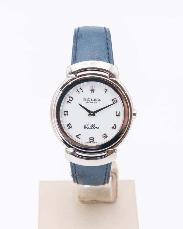 Rolex Cellini 33MM Quartz White Dial Leather Strap (6622)
