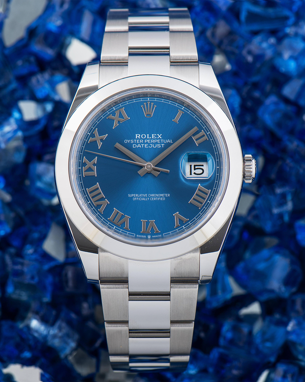 No Reserve - 2025 Rolex Datejust "Roman Numerals" 41MM Blue Dial Oyster Bracelet (126300)