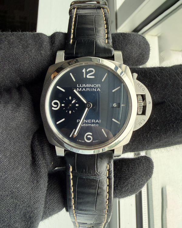 No Reserve - 2023 Panerai Luminor Marina 44MM Blue Dial Leather Strap (PAM01313)