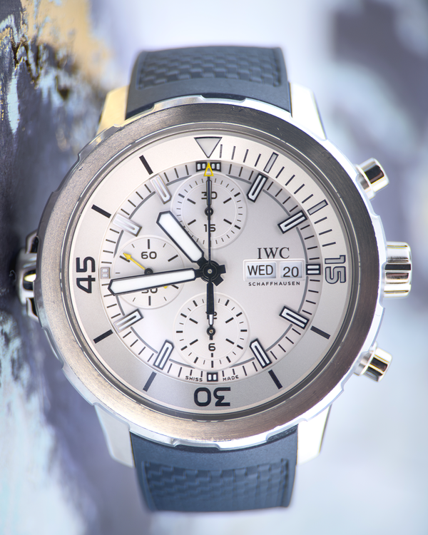 No Reserve - IWC Schaffhausen Aquatimer Chronograph 44MM Silver Dial Rubber Strap (IW376801)