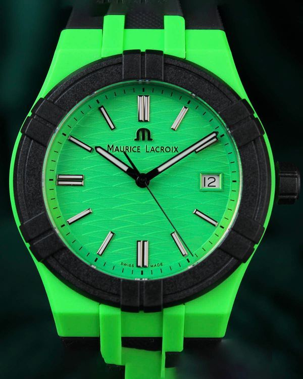 No Reserve - Maurice Lacroix Aikon Tide 40MM Quartz Green Dial Rubber Strap (AI2008-70070-300-0)
