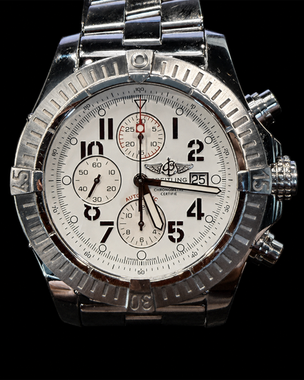 2010 Breitling Super Avenger 48MM White Dial Steel Bracelet (A1337011/A699)