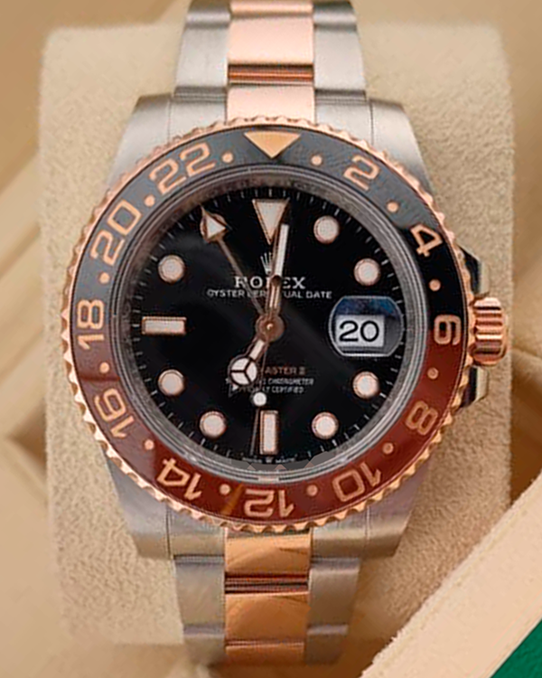 2023 Rolex GMT-Master II “Rootbeer” 40mm Black Dial Rose Gold/Steel Oyster Bracelet (126711CHNR)