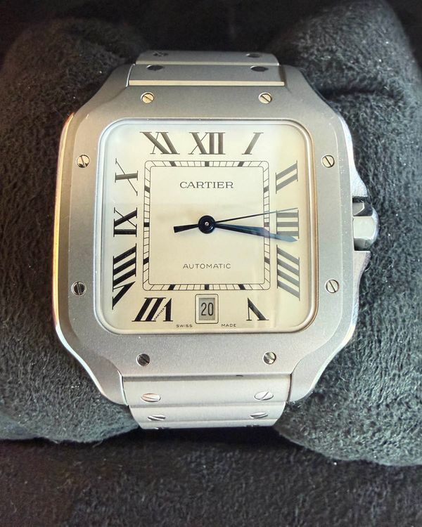No Reserve - 2025 Cartier Santos De Cartier 39.8MM White Dial Titanium Bracelet (WSSA0089)