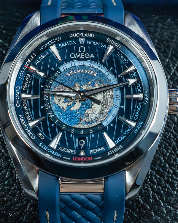 2024 Omega Seamaster Aqua Terra Worldtimer 43MM Blue Dial Rubber Strap (220.12.43.22.03.001)
