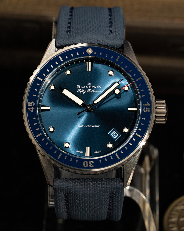 2021 Blancpain Fifty Fathoms Bathyscaphe 43.6MM Blue Dial Textile Strap (5000-0240-O52A)