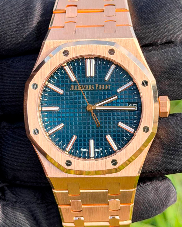 2022 Audemars Piguet Royal Oak 41MM Blue Dial Rose Gold Bracelet (15510OR)