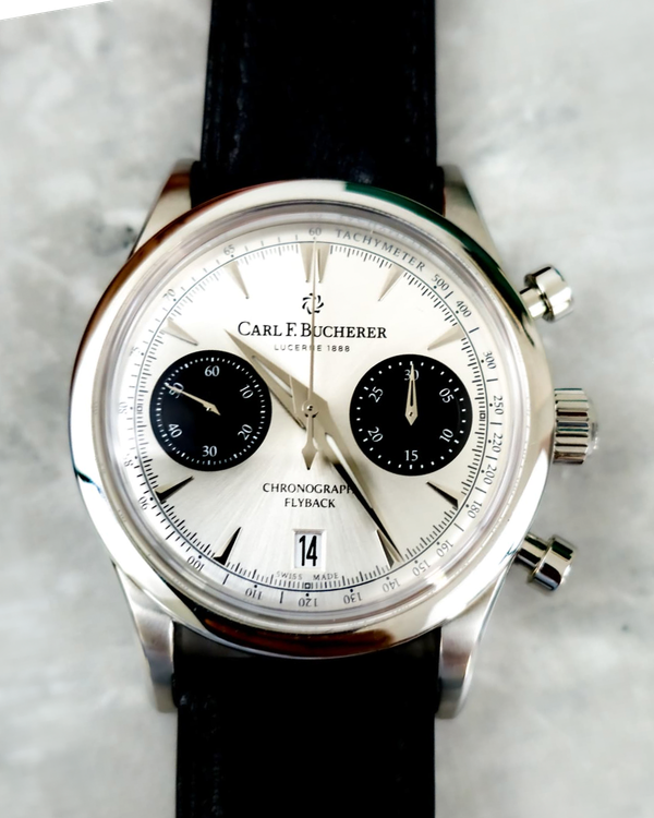 2025 Carl F. Bucherer Manero Flyback Chronograph 40MM Silver Dial Textile Strap (00.10927.08.13.05)