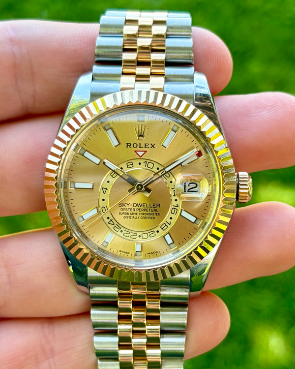 2022 Rolex Sky-Dweller 42MM Champagne Dial Two-Tone Jubilee Bracelet (326933)
