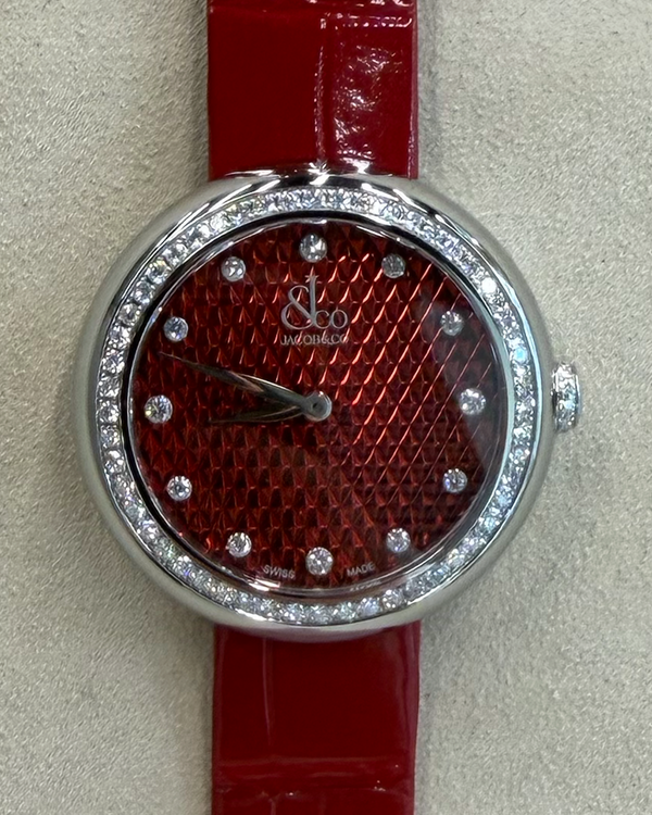 2026 Jacob & Co. Brillant 34MM Quartz Red Dial Leather Strap (BQ.015.10.RO.AC)