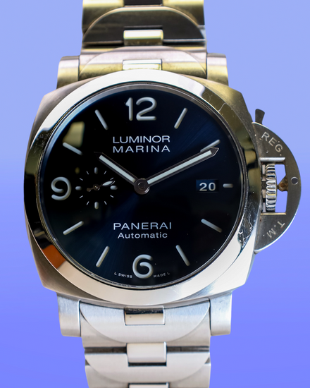 No Reserve - 2021 Panerai Luminor Marina Specchio Blu 44MM Blue Dial Steel Bracelet (PAM01316)