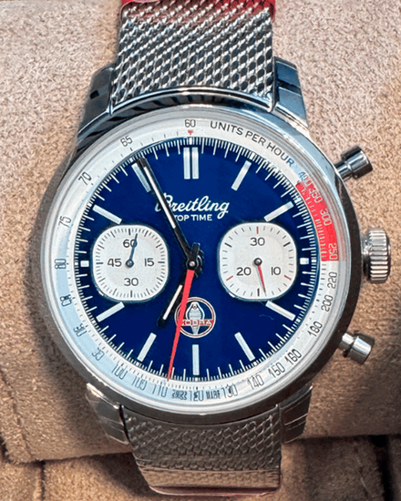 No Reserve - Breitling Top Time Triumph Chronograph 41MM Blue Dial Steel Bracelet (AB0176)