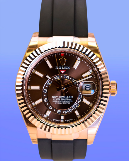 2025 Rolex Sky-Dweller 42MM Brown Dial Rubber Strap (336235)