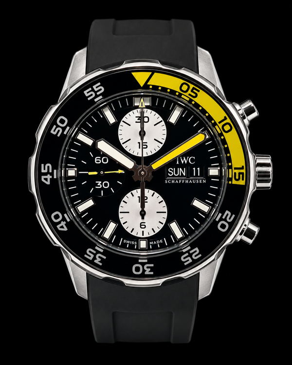 IWC Schaffhausen Aquatimer Chronograph 44MM Black Dial Rubber Strap (IW376702)