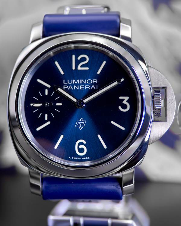 2022 Panerai Luminor Logo "Blu Mare" 44MM Blue Dial Rubber Strap (PAM01085)