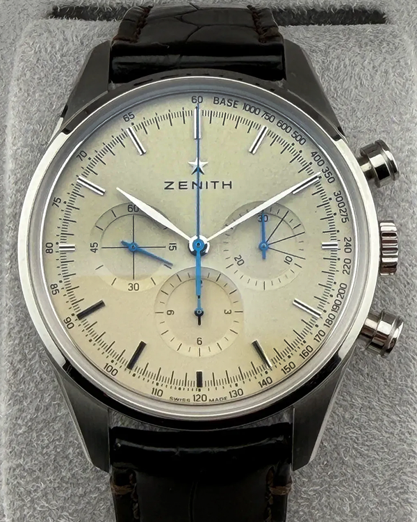2018 Zenith El Primero Chronomaster Heritage 146 "Timeless" L. E. 38MM Beige Dial Leather Strap (03.2151.4061/13.C713)
