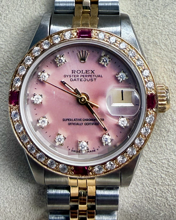 1984 Rolex Lady-Datejust 26MM Aftermarket Pink Dial Two-Tone Jubilee Bracelet (69173)