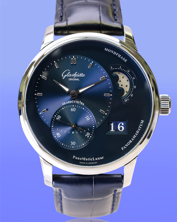 2026 Glashütte Original PanoMaticLunar 40MM Blue Dial Leather Strap (1-90-02-46-32-61)