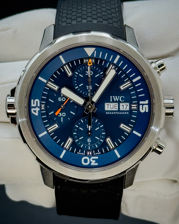 No Reserve - 2021 IWC Aquatimer Chronograph “Expedition Jacques-Yves Cousteau” S.E. 44mm Blue Dial Rubber Strap (IW376805)