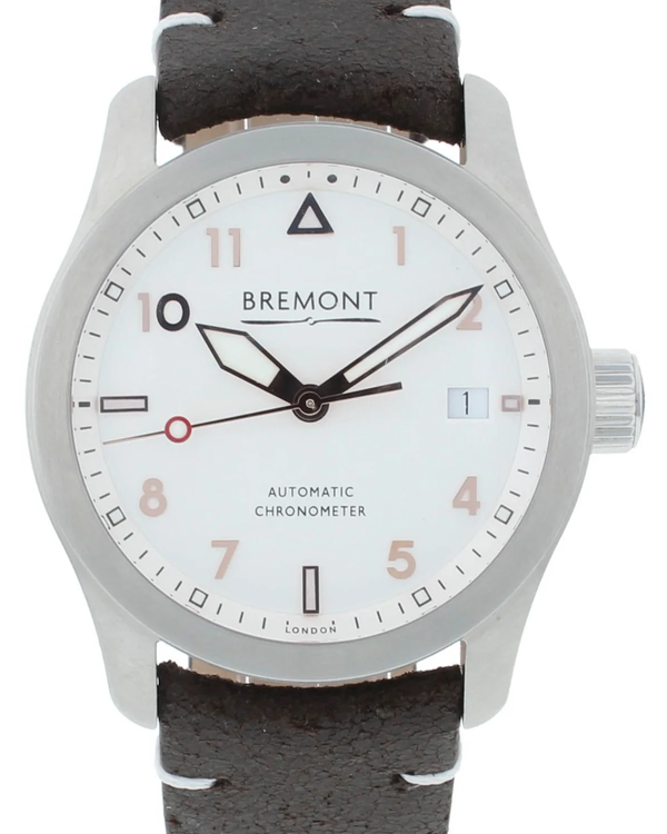 Bremont Solo 37MM White Dial Leather Strap (SOLO37-SI-RG-R-S)