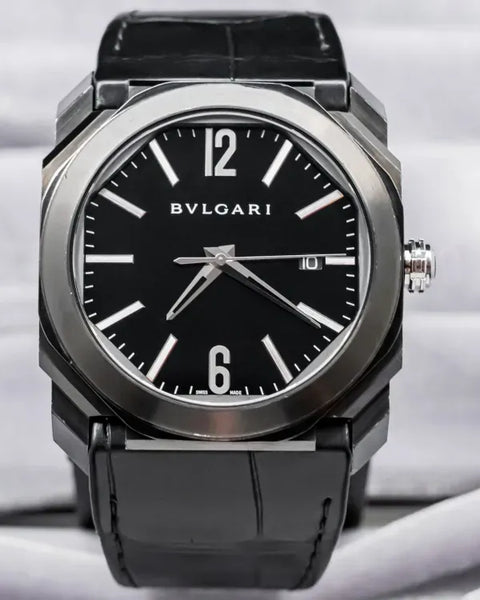 Bvlgari Octo Solotempo 41MM Black Dial Leather Strap (BGO41S