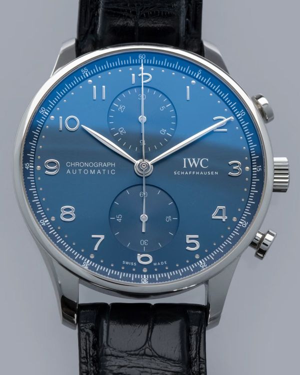 2020 IWC Schaffhausen Portugieser Chronograph 41MM Blue Dial Leather Strap (IW371606)