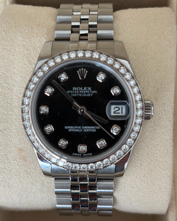 2016 Rolex Datejust 31MM Black Dial Oyster Bracelet (178384)