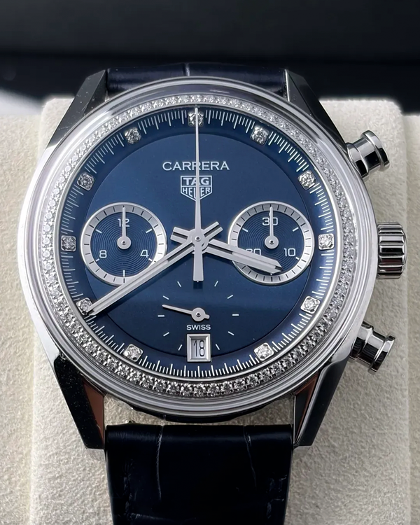 2025 Tag Heuer Carrera Chronograph 39MM Blue Dial Leather Strap (CBS2214.FC6567)