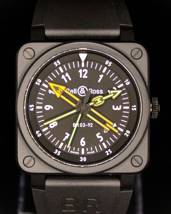 2022 Bell & Ross BR 03 Radiocompass L.E. 42MM Black Dial Rubber Strap (BR0392-RCO-CE/SRB)