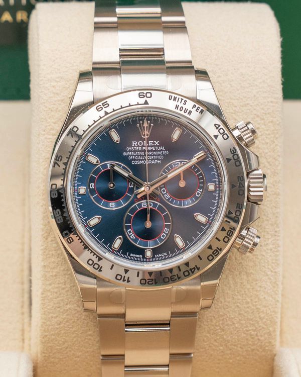 2022 Rolex Cosmograph Daytona 40MM Blue Dial White Gold Oyster Bracelet (116509)
