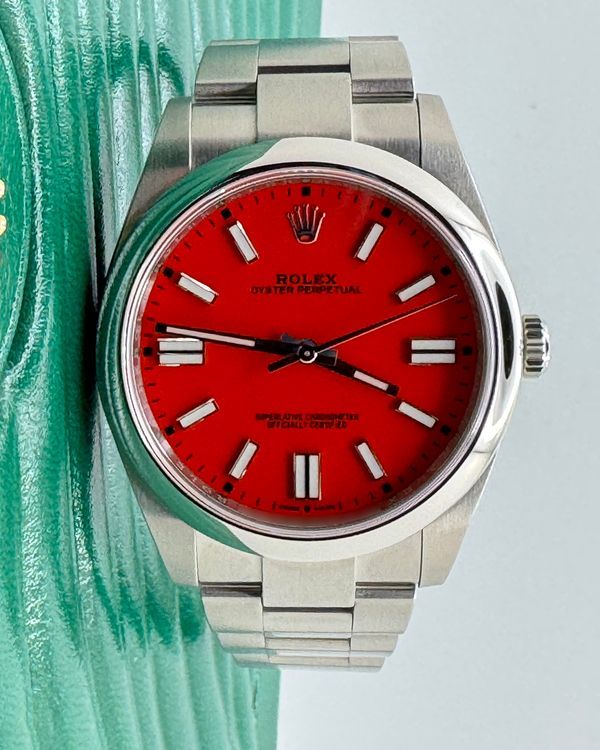 2021 Rolex Oyster Perpetual 41MM Red Dial Oyster Bracelet (124300)