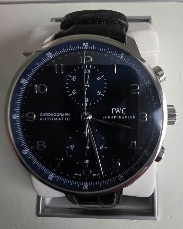 2019 IWC Schaffhausen Portugieser Chronograph 41MM Blue Dial Leather Strap (IW371491)