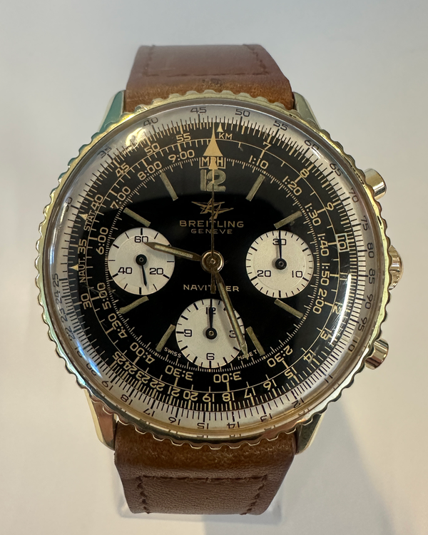 1967 Breitling Navitimer 41MM Black Dial Aftermarket Leather Strap (806)