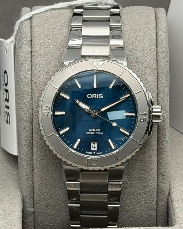2026 Oris Aquis Date 36.5MM Blue Dial Steel Bracelet (01 733 7770 4155)